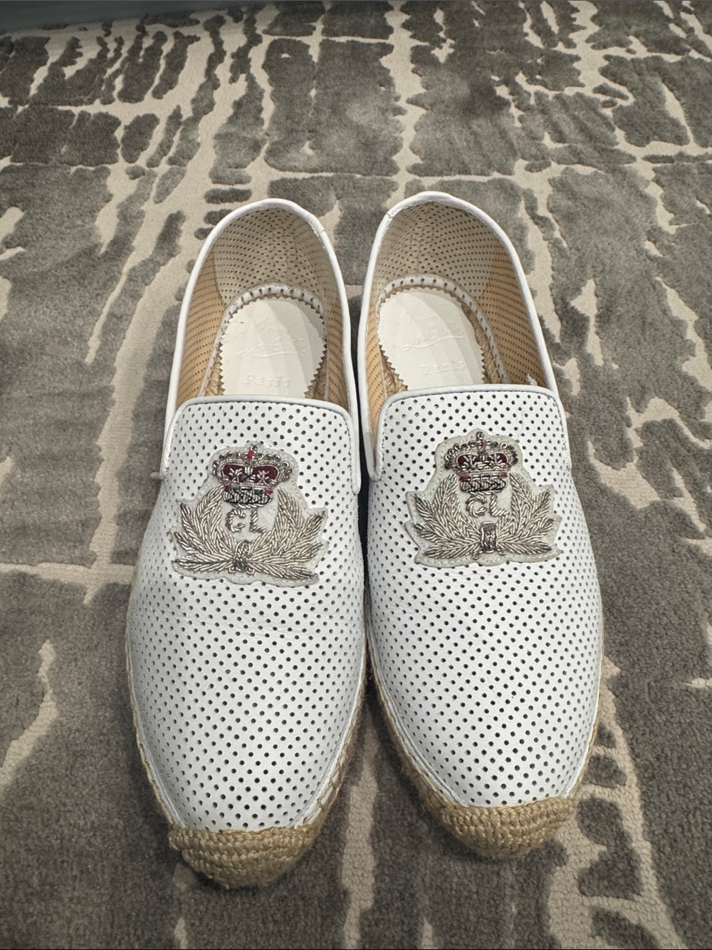 Christian Louboutin White Perforated women’s Slip-On Espadrilles